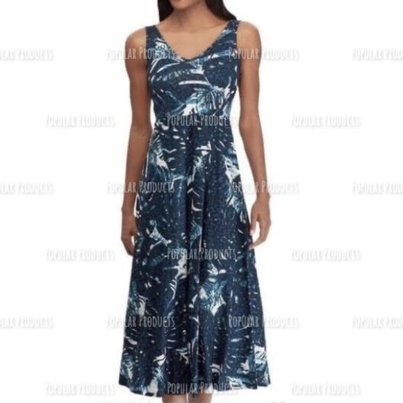 Chaps | Midi Dress, Palm Print - Picture 1 of 6